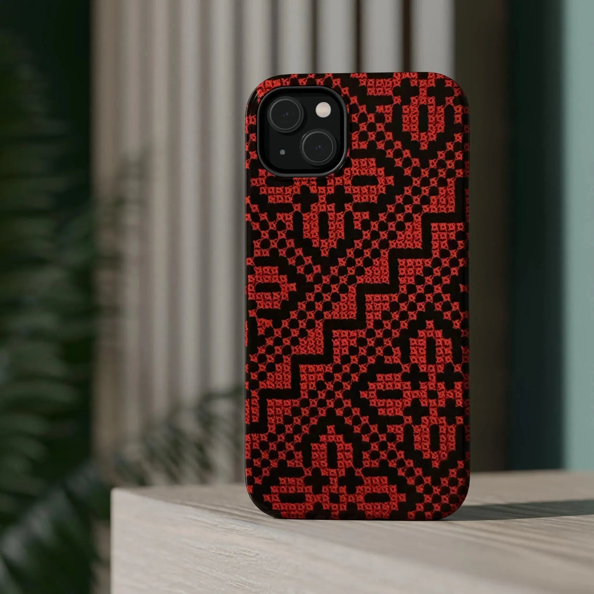 Red and Black Tatreez Design - Iphone Magnetic Tough Case book cover