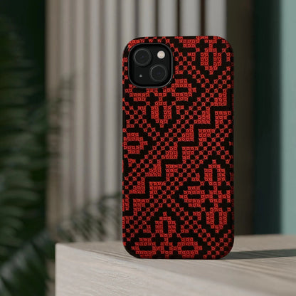 Red and Black Tatreez Design - Iphone Magnetic Tough Case book cover