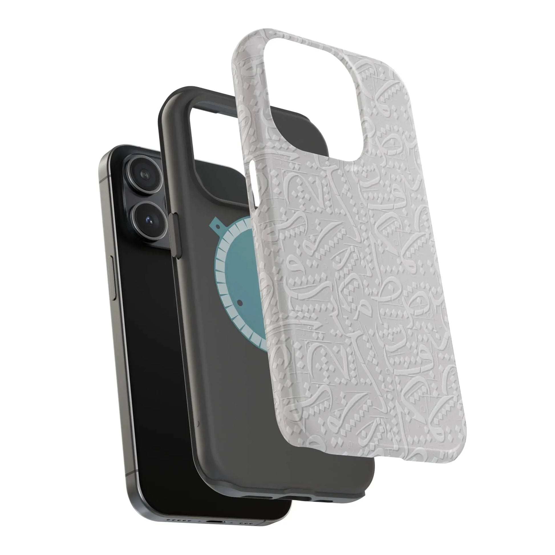 White Arabic calligraphy letters - Iphone Magnetic Tough Case book cover