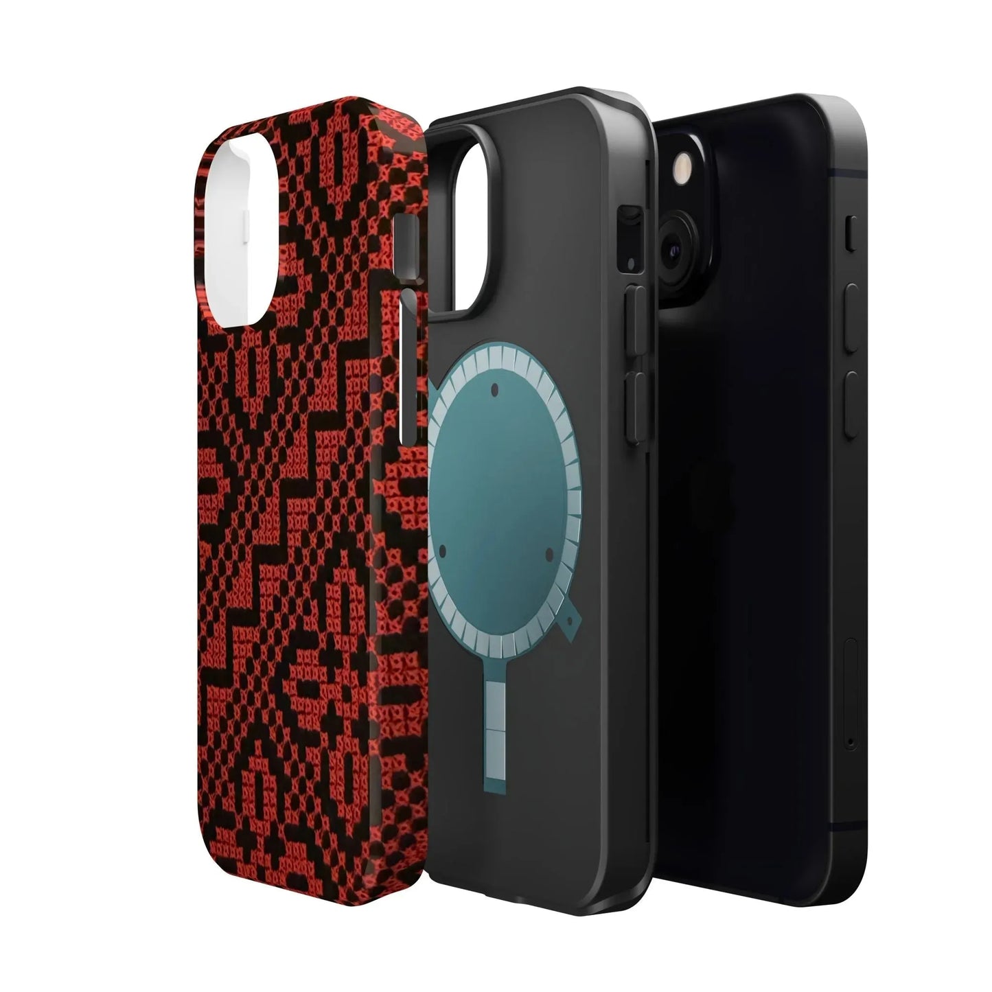 Red and Black Tatreez Design - Iphone Magnetic Tough Case book cover