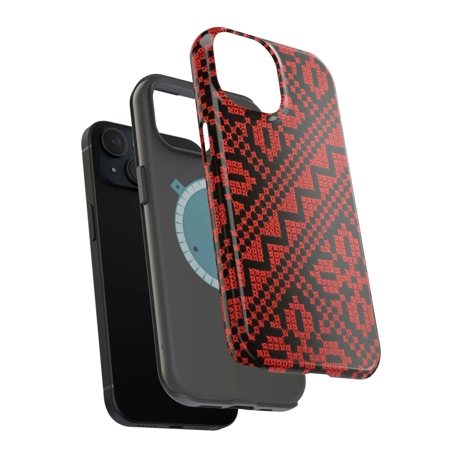 Red and Black Tatreez Design - Iphone Magnetic Tough Case book cover