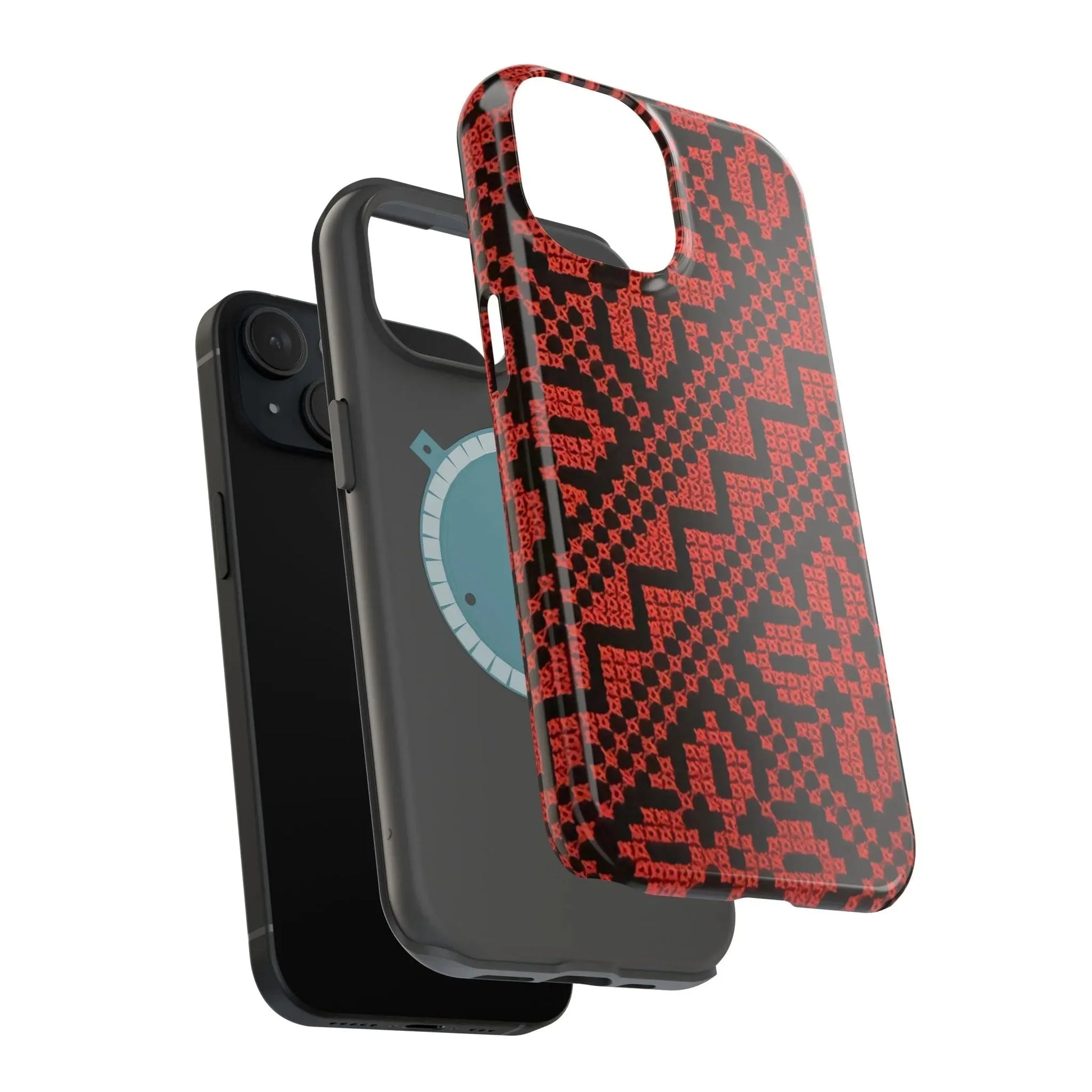 Red and Black Tatreez Design - Iphone Magnetic Tough Case book cover