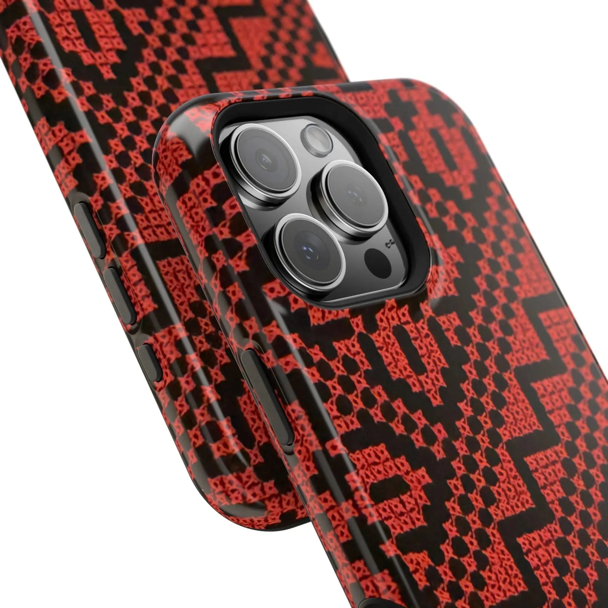 Red and Black Tatreez Design - Iphone Magnetic Tough Case book cover