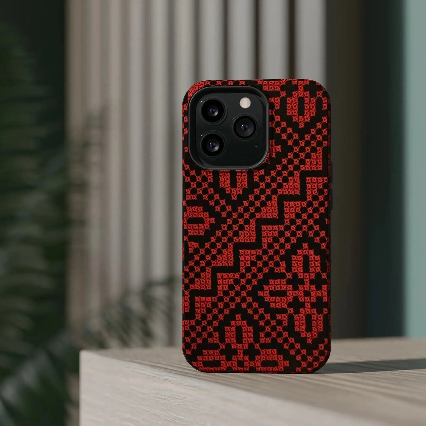 Red and Black Tatreez Design - Iphone Magnetic Tough Case book cover