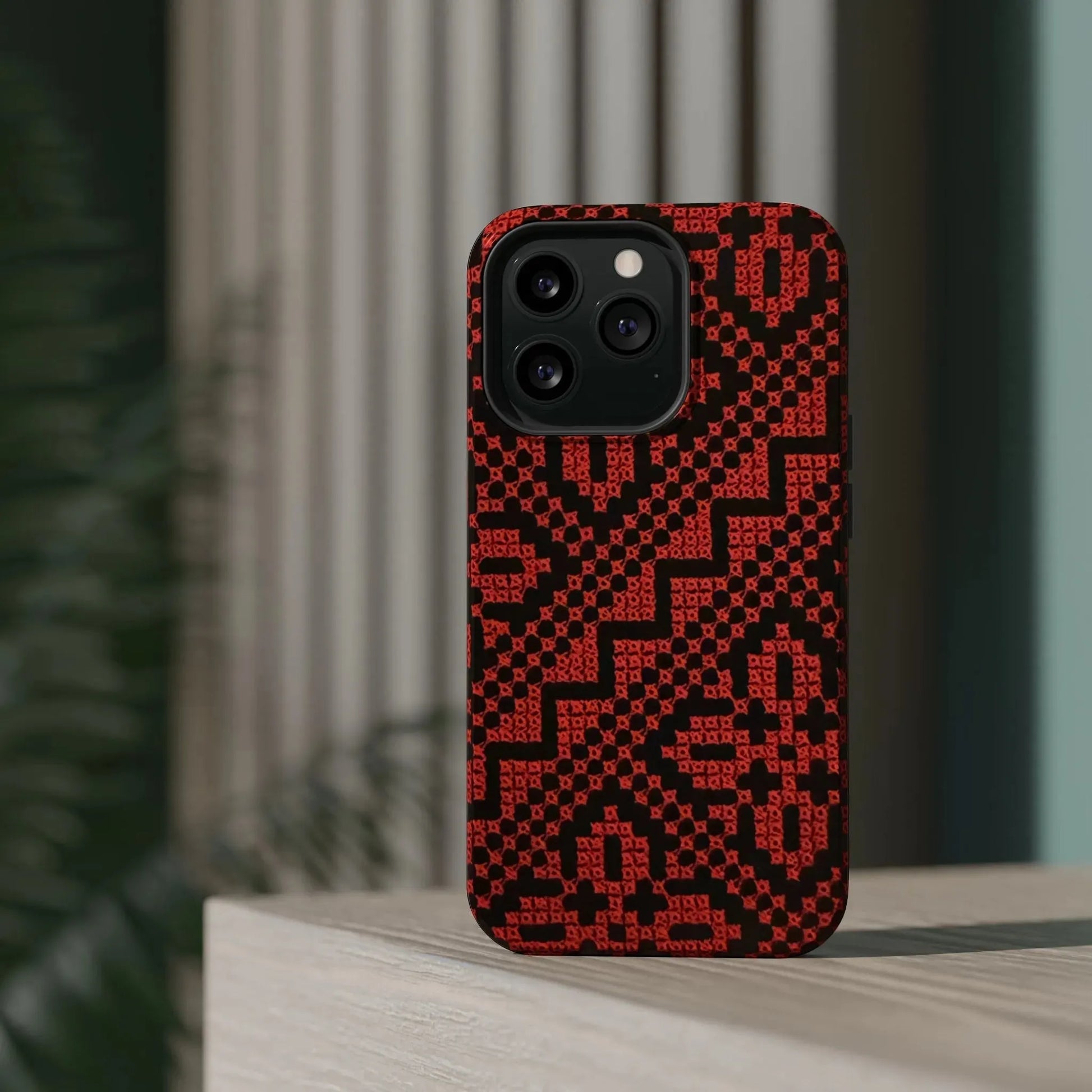 Red and Black Tatreez Design - Iphone Magnetic Tough Case book cover