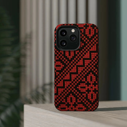 Red and Black Tatreez Design - Iphone Magnetic Tough Case book cover