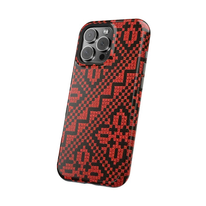 Red and Black Tatreez Design - Iphone Magnetic Tough Case book cover