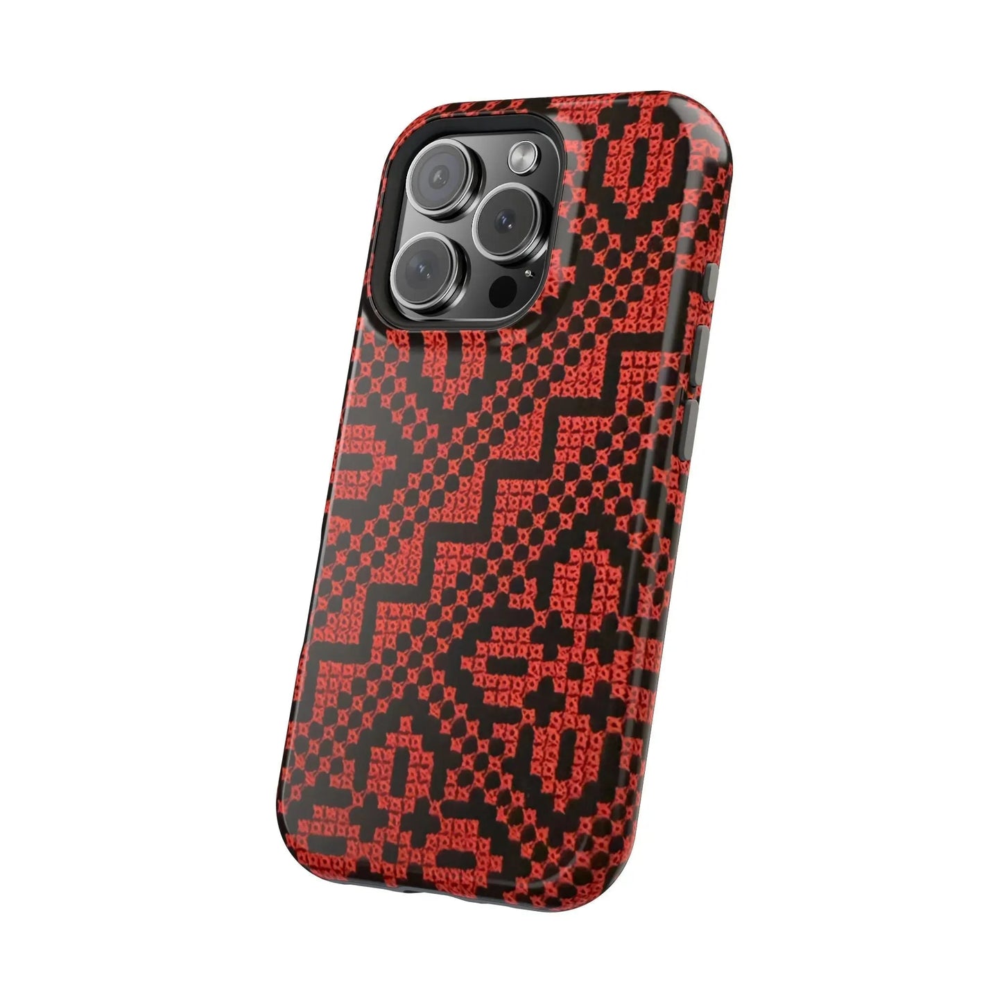 Red and Black Tatreez Design - Iphone Magnetic Tough Case book cover