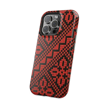 Red and Black Tatreez Design - Iphone Magnetic Tough Case book cover