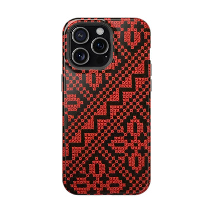 Red and Black Tatreez Design - Iphone Magnetic Tough Case book cover