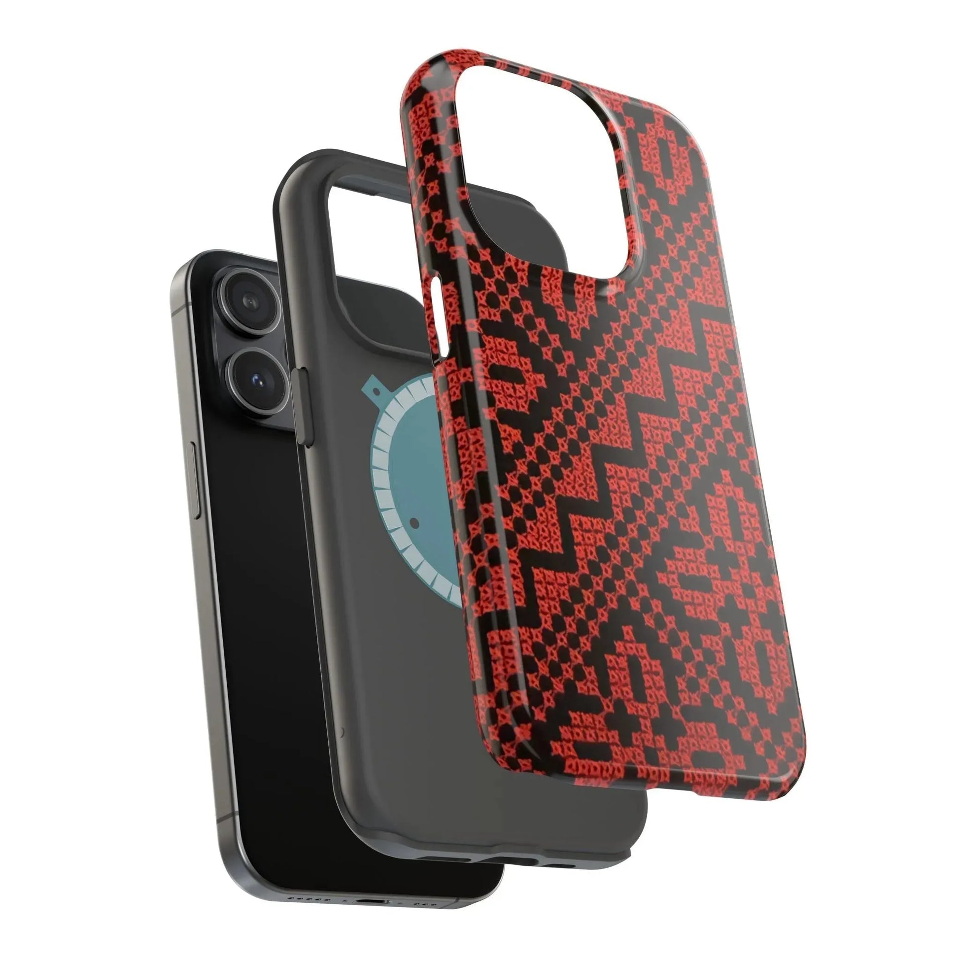 Red and Black Tatreez Design - Iphone Magnetic Tough Case book cover