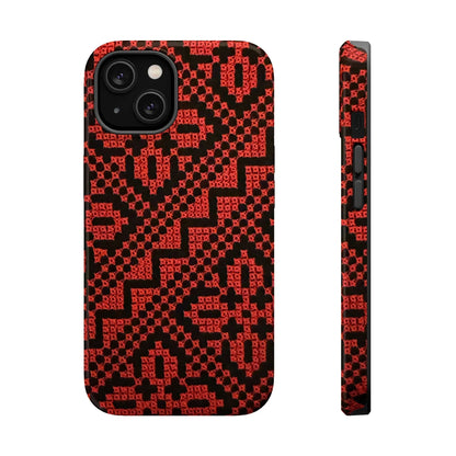 Red and Black Tatreez Design - Iphone Magnetic Tough Case book cover