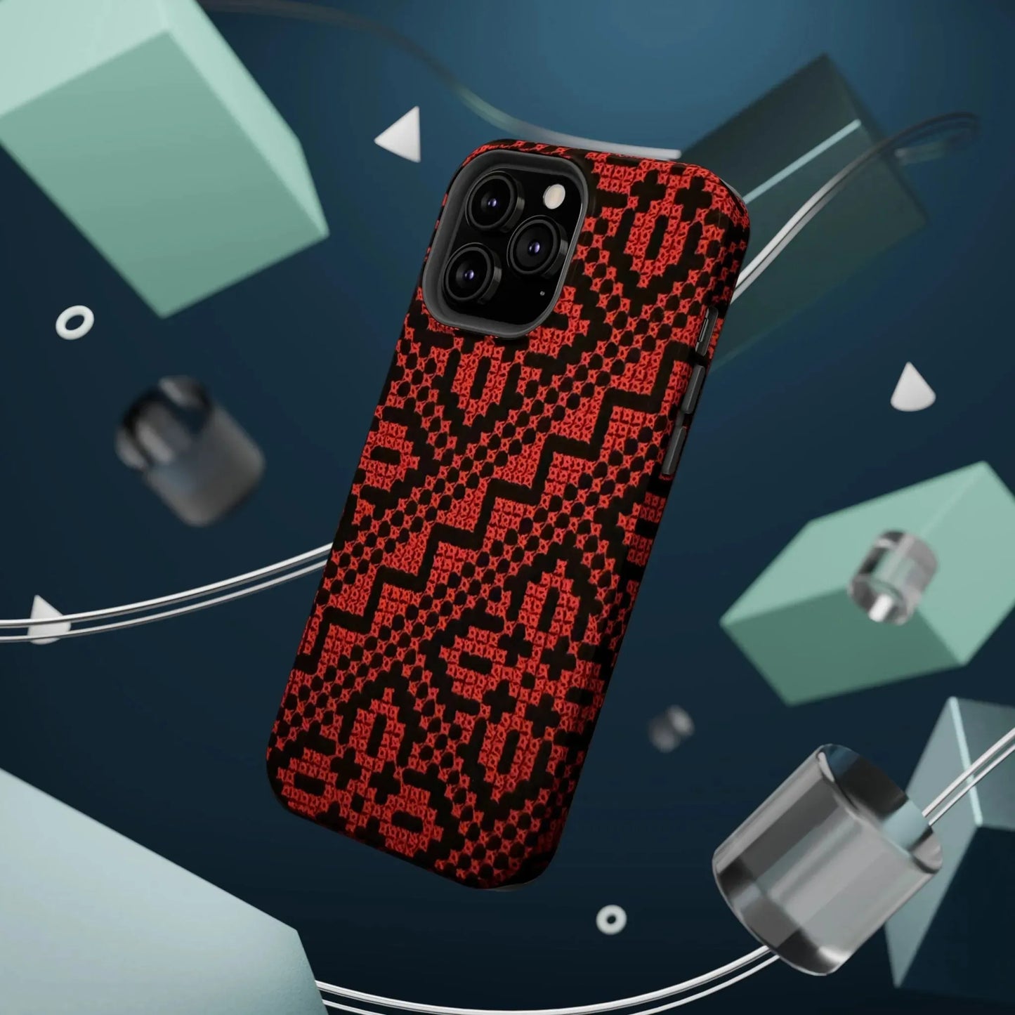Red and Black Tatreez Design - Iphone Magnetic Tough Case book cover