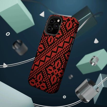 Red and Black Tatreez Design - Iphone Magnetic Tough Case book cover