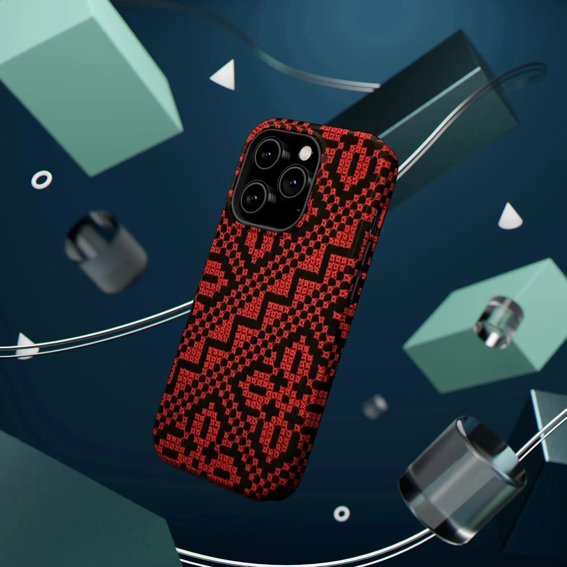 Red and Black Tatreez Design - Iphone Magnetic Tough Case book cover