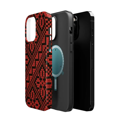 Red and Black Tatreez Design - Iphone Magnetic Tough Case book cover