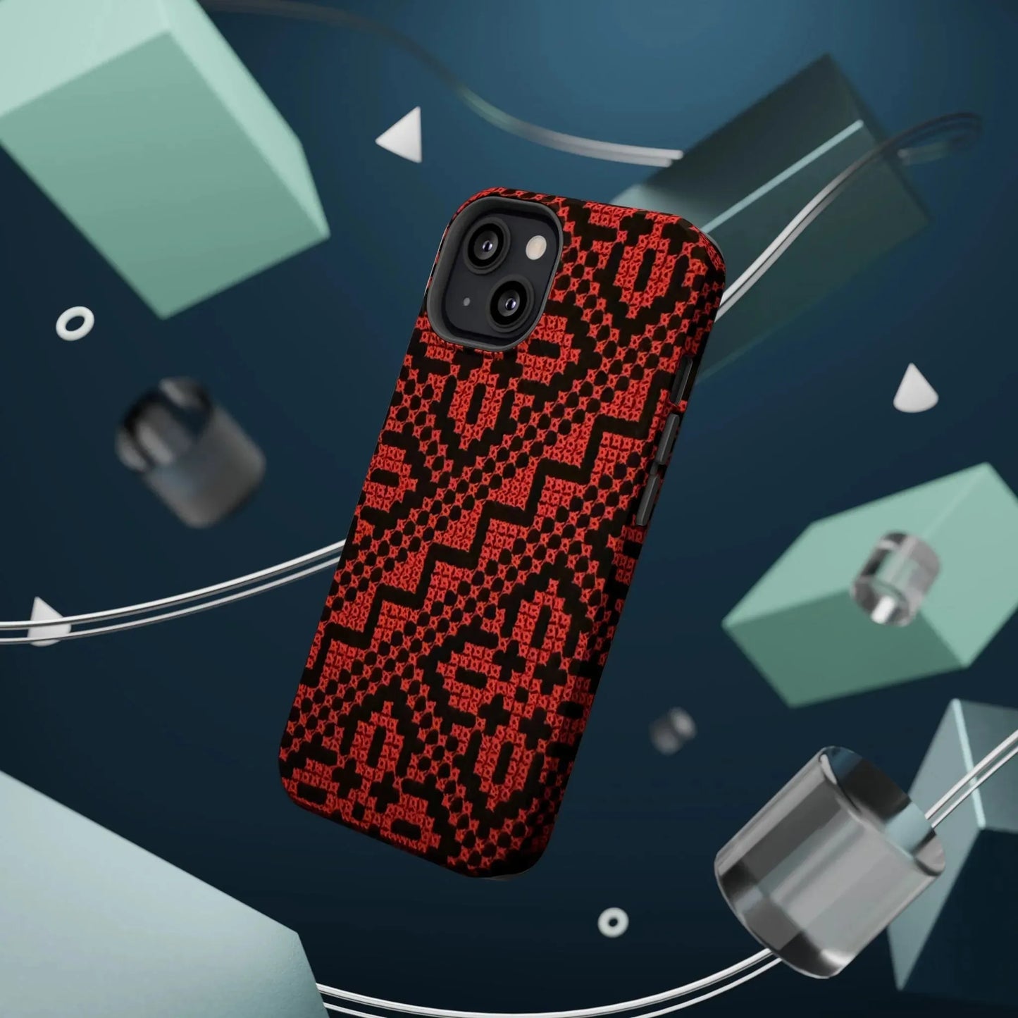 Red and Black Tatreez Design - Iphone Magnetic Tough Case book cover