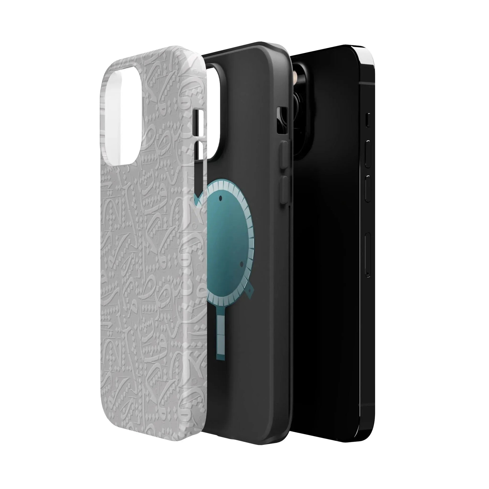 White Arabic calligraphy letters - Iphone Magnetic Tough Case book cover