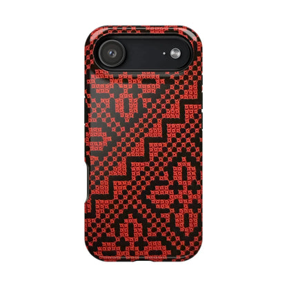 Red and Black Tatreez Design - Iphone Magnetic Tough Case book cover