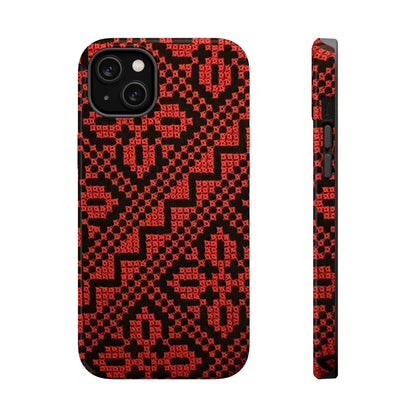 Red and Black Tatreez Design - Iphone Magnetic Tough Case book cover