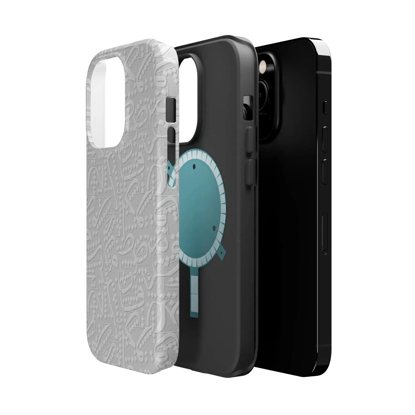 White Arabic calligraphy letters - Iphone Magnetic Tough Case book cover