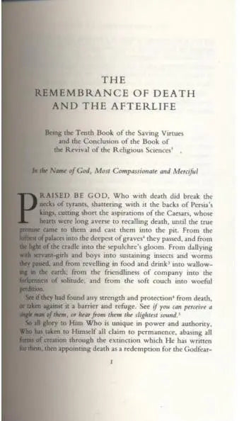 Al-Ghazali on the Remembrance of Death and the Afterlife