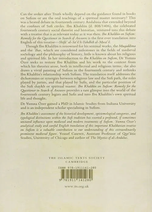 Ibn Khaldun on Sufism: Remedy for the Questioner in Search of Answers (Shifa al-Sa'il li-Tahdhib al-Masa'il)