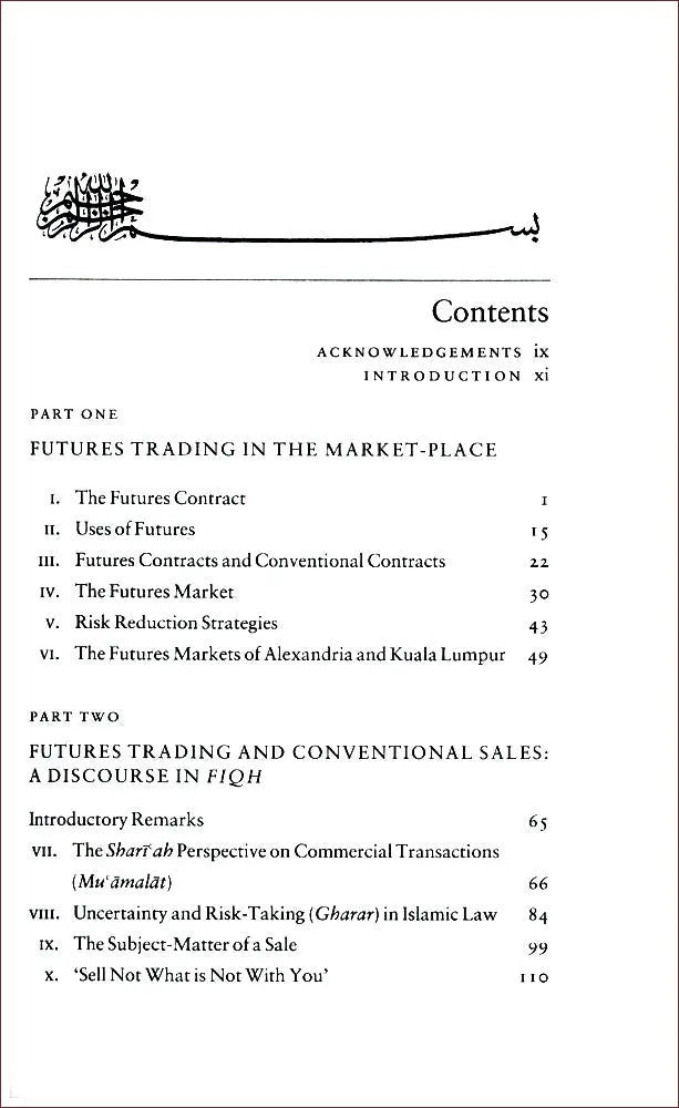Islamic Commercial Law : An Analysis of Futures and Options