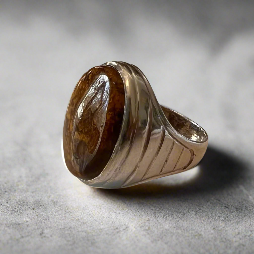 Caramel Aqeeq Khatam Ring