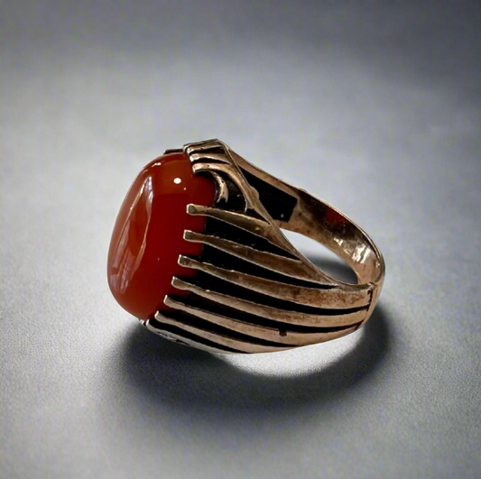 Crimson Aqeeq Khatam Ring