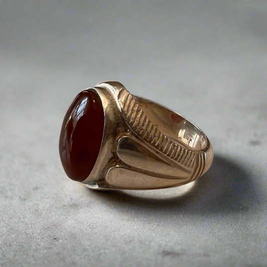 Carmine Aqeeq Khatam Ring