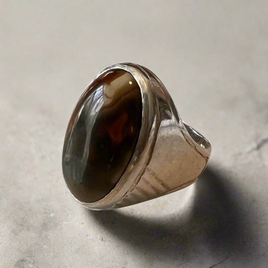 Olive Aqeeq Khatam Ring