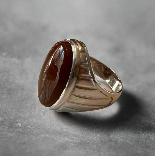 Mahogany Aqeeq Khatam Ring
