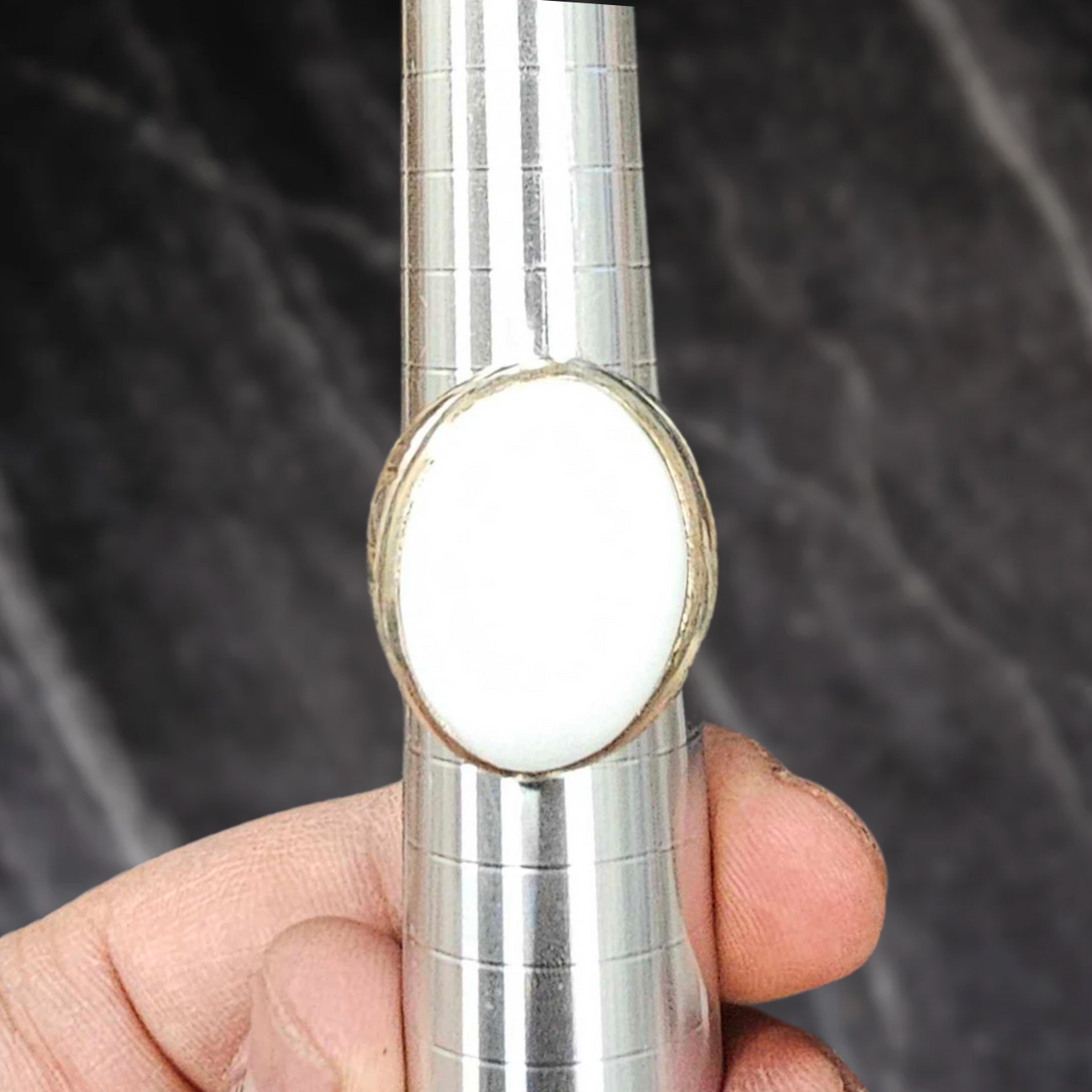 Whitestone Aqeeq Khatam Ring