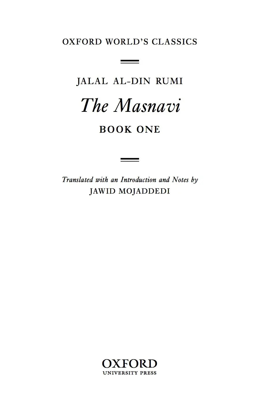 Rumi - The Masnavi - Book One