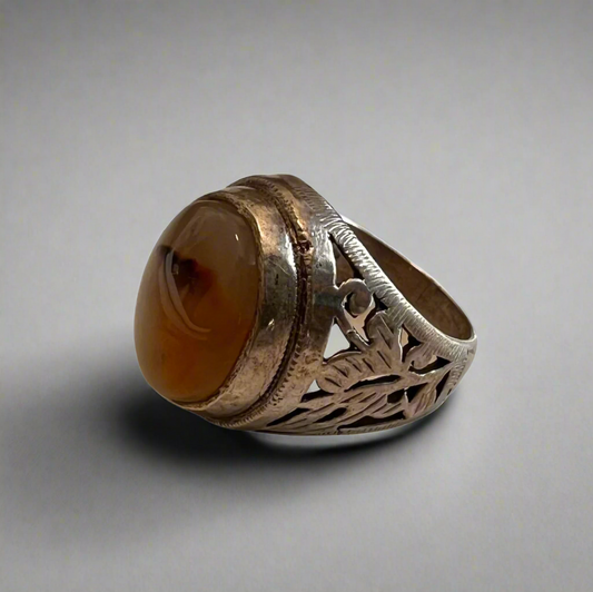 Saffron Aqeeq Khatam Ring
