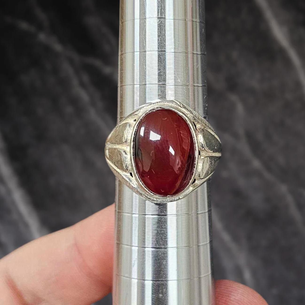Carmine Aqeeq Khatam Ring