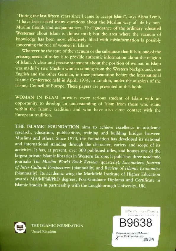 Woman in Islam (B Aisha Lemu, Fatima Heeren) Kube Publishing