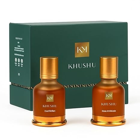 Luxury Alcohol-Free Attar Set for Salah & Daily Use – Rosa Andalusia & Sicilian Oud | Long-Lasting Islamic Fragrance Oils | Made in Italy | Pack of 2 (20ml Each)