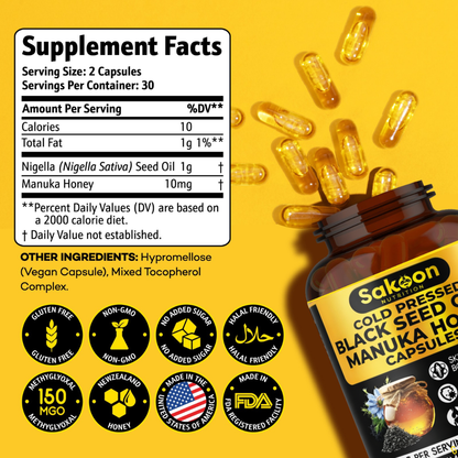 Black Seed Oil & Manuka Honey Capsules | Halal Immune Support