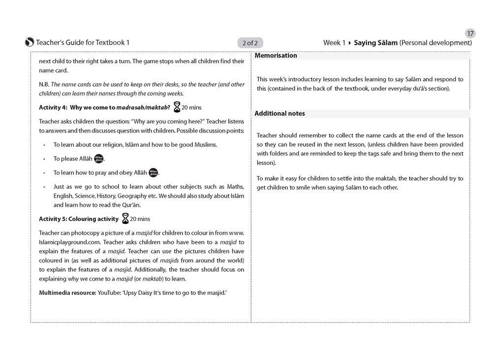 Safar Teacher’s Guide for Islamic Studies – Book 1