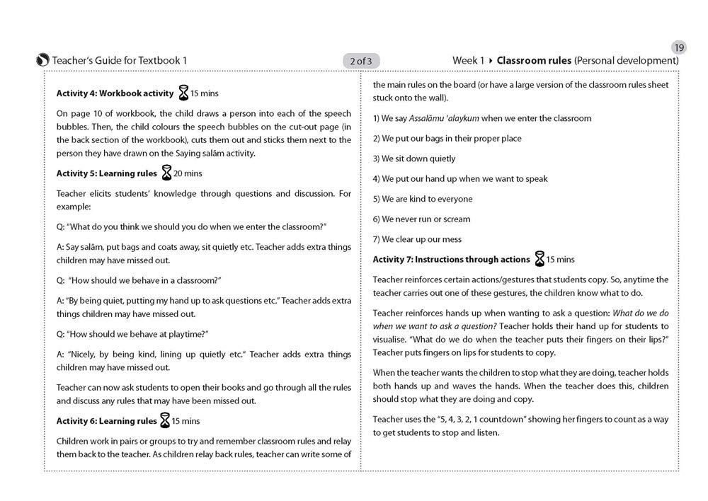 Safar Teacher’s Guide for Islamic Studies – Book 1