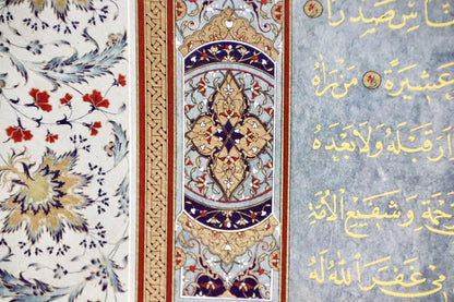 Hilya Calligraphy Panel in Jali Thuluth and Naskh Scripts - Precision Print (Blue)