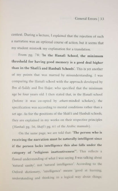 Hanafi Principles Of Testing Hadith: The Official Erratum