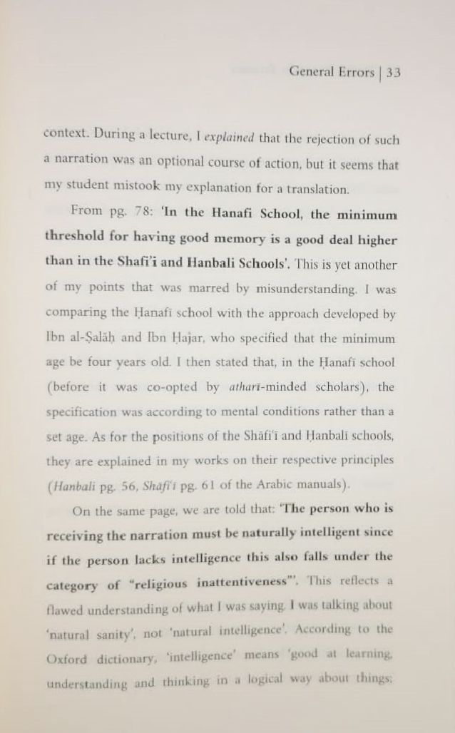 Hanafi Principles Of Testing Hadith: The Official Erratum
